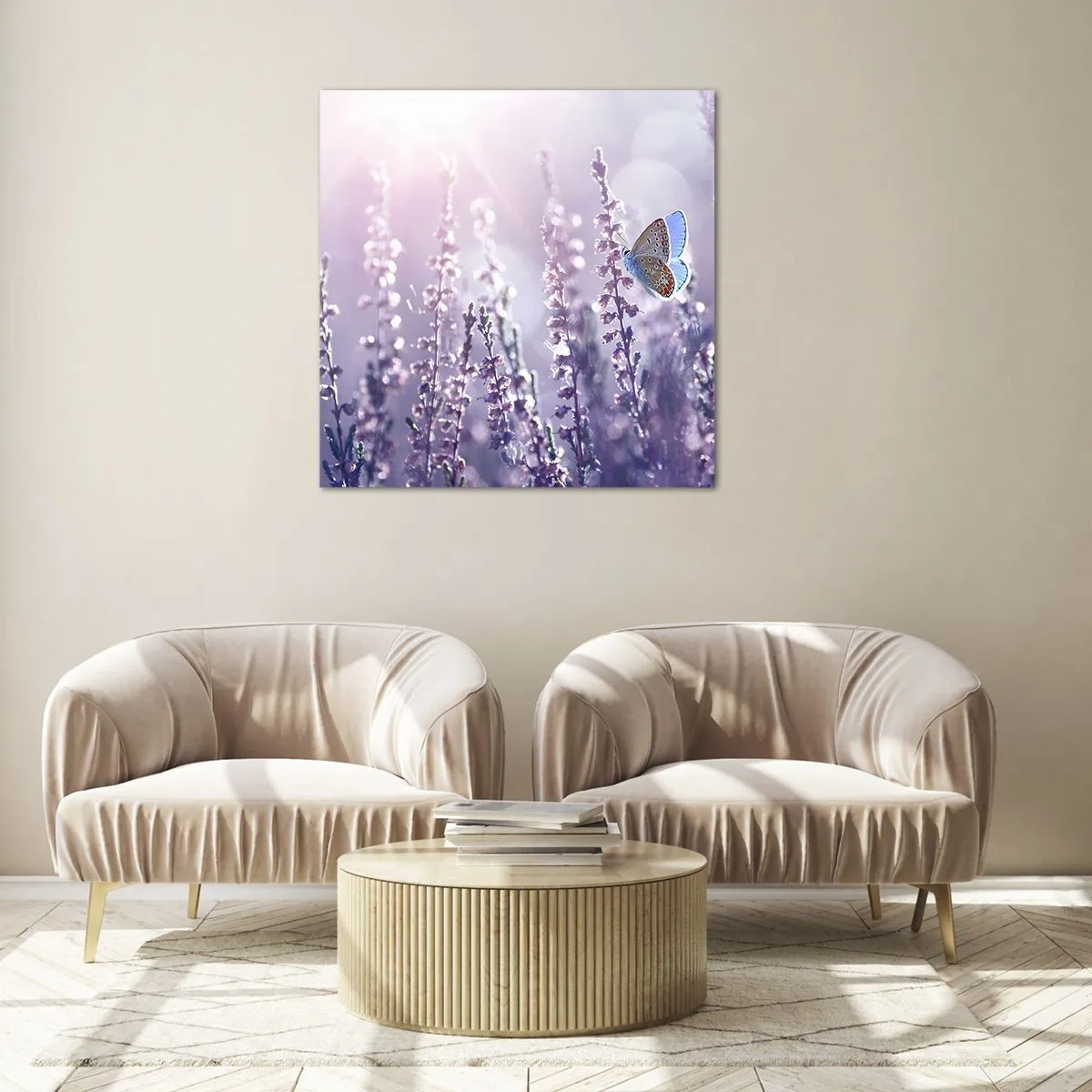 Cuadro sobre vidrio - Impresiones sobre Vidrio - El beso de una mariposa - 30x30 cm