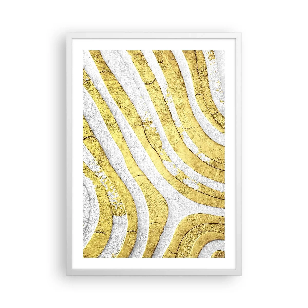 Póster en marco blanco - Una composición en blanco y oro - 50x70 cm