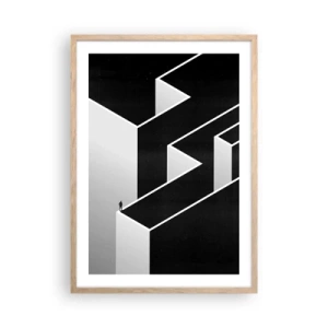 Póster en marco roble claro - Soledad en la cumbre - 50x70 cm