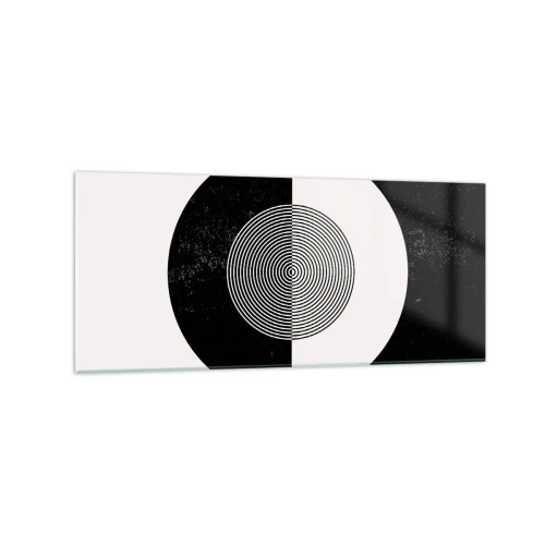 Cuadro sobre vidrio - Impresiones sobre Vidrio - Patrón gráfico en blanco y negro contrastante - 120x50cm - Armonía en blanco y negro - Decoración de pared moderna para salón y dormitorio ARTTOR