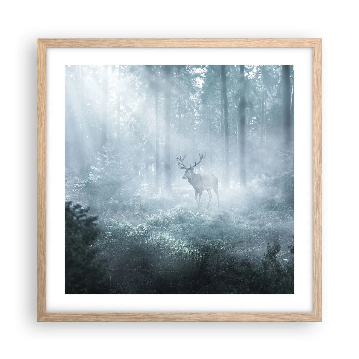 Póster en marco roble claro - Ronda matutina por la finca - 50x50 cm