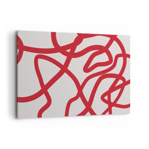 Cuadro sobre lienzo - Impresión de Imagen - Líneas abstractas rojas sobre un fondo blanco - 120x80cm - Rojo sobre blanco - Decoración de pared moderna para salón y dormitorio ARTTOR
