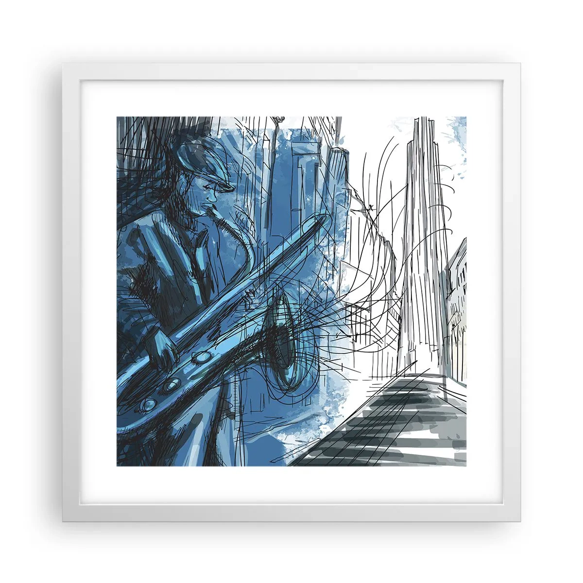 Póster en marco blanco - Rapsodia urbana - 40x40 cm