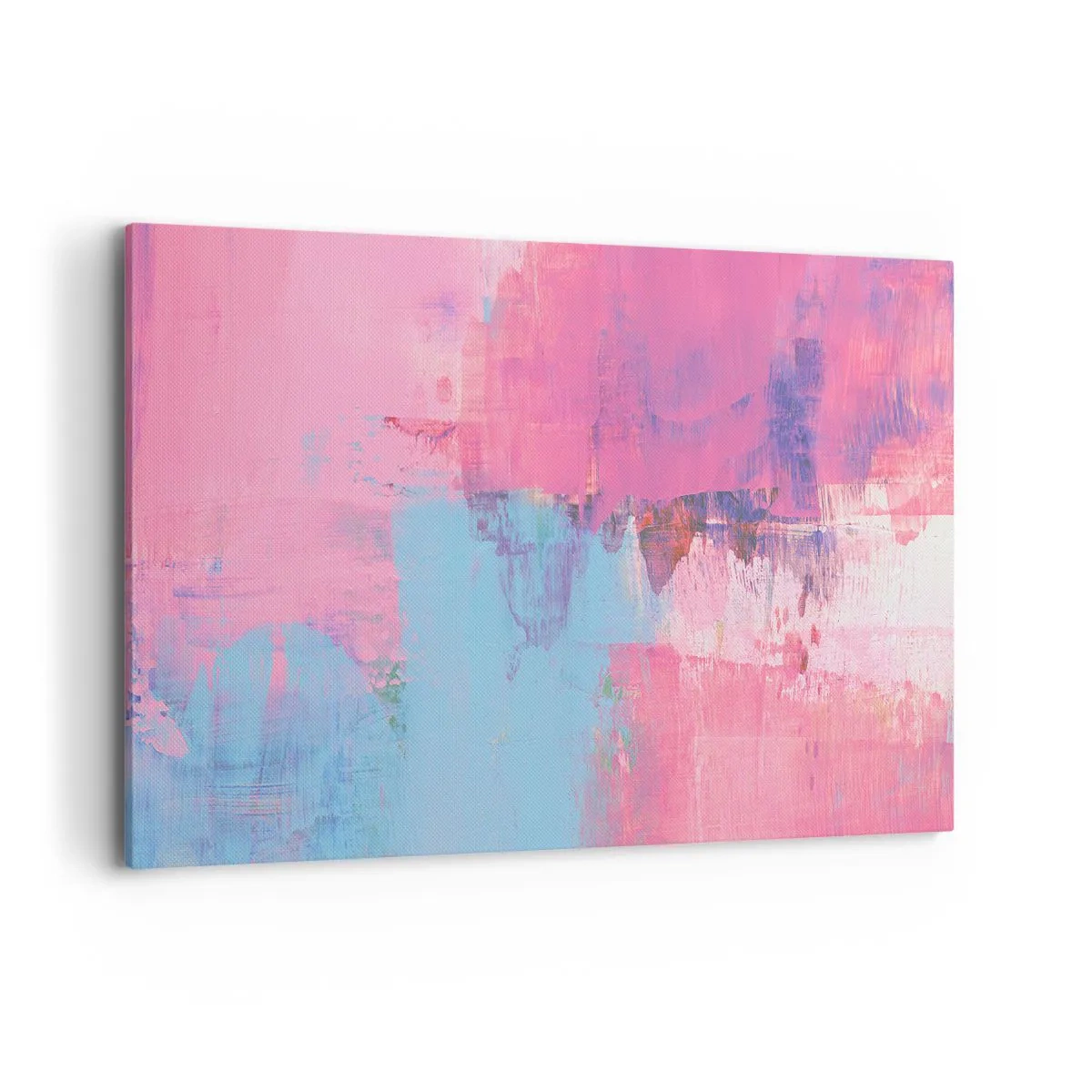 Cuadro sobre lienzo - Impresión de Imagen - Composición abstracta en rosa y azul. - 100x70cm - Rosa, azul y una pizca de luz - Decoración de pared moderna para salón y dormitorio ARTTOR