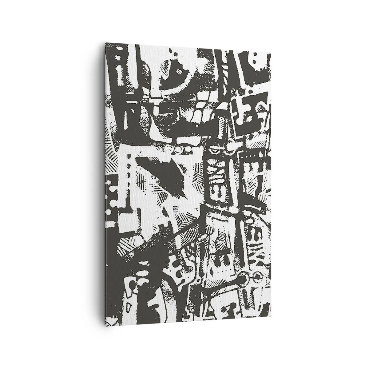 Cuadro sobre lienzo - Impresión de Imagen - Patrón retro monocromático abstracto - 80x120cm - ¿Orden o caos? - Decoración de pared moderna para salón y dormitorio ARTTOR