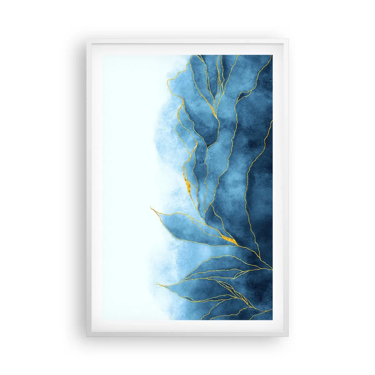 Póster en marco blanco - Oro y azul - 61x91 cm