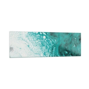 Cuadro sobre vidrio - Impresiones sobre Vidrio - Composición abstracta en tonos turquesa sobre fondo blanco. - 160x50cm - Disolución en blanco y turquesa - Decoración de pared moderna para salón y dormitorio ARTTOR