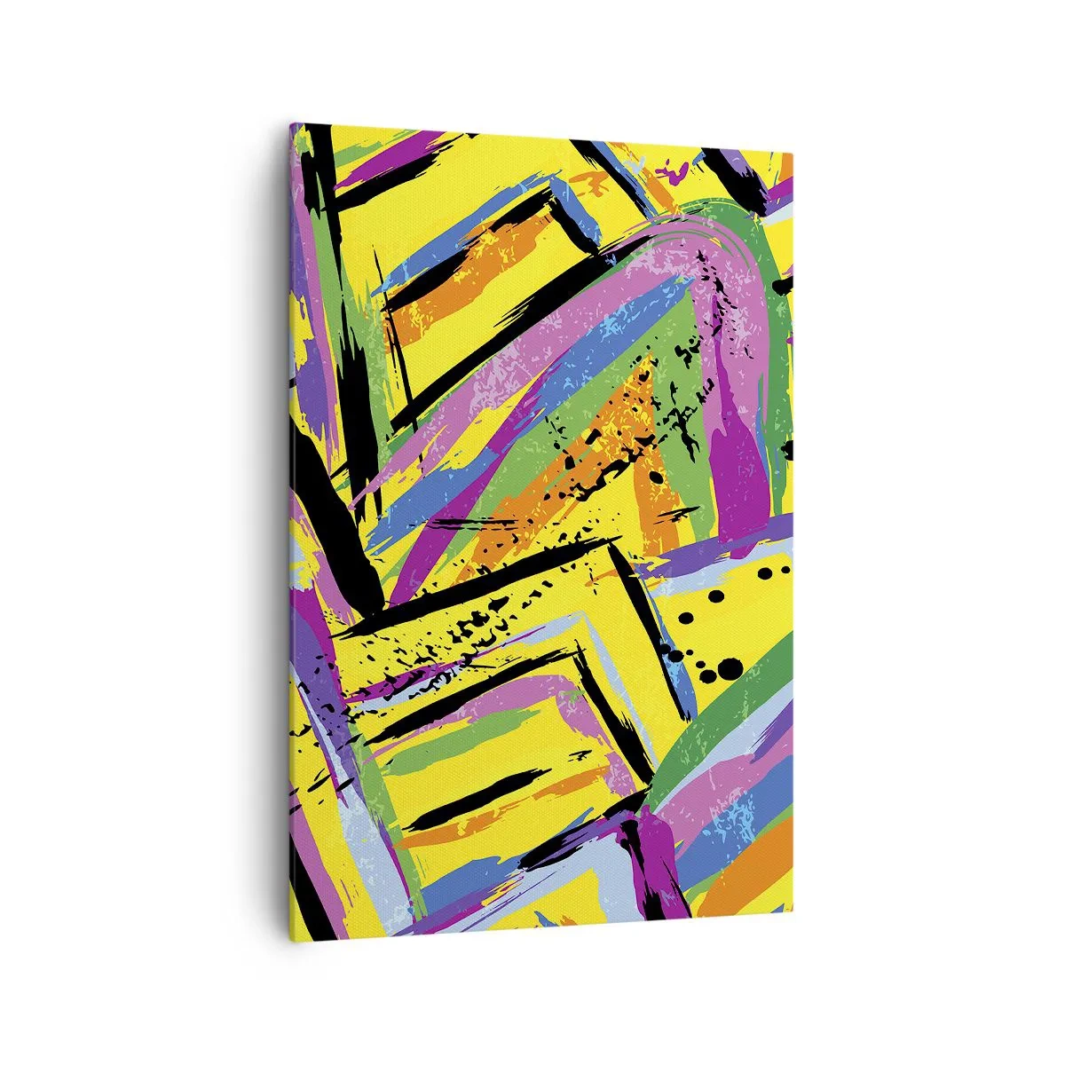 Cuadro sobre lienzo - Impresión de Imagen - Abstracción vívida en colores brillantes y formas dinámicas. - 70x100cm - Grita de alegría - Decoración de pared moderna para salón y dormitorio ARTTOR