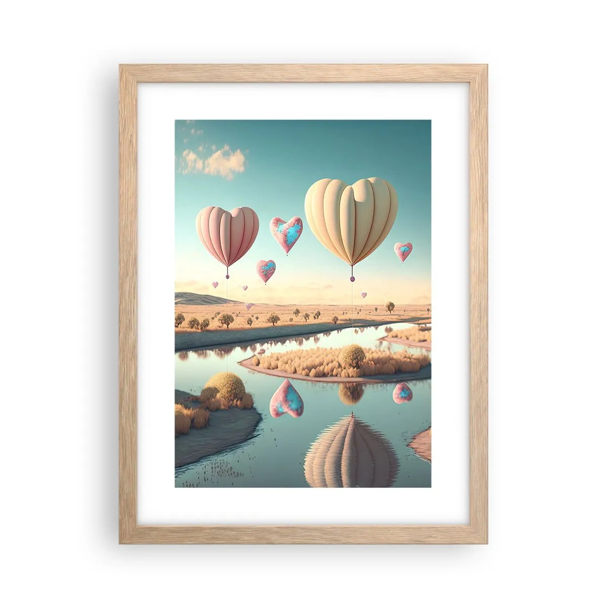 Póster en marco roble claro - El amor te hace volar - 30x40 cm