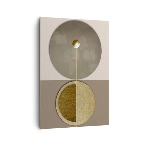 Cuadro sobre lienzo - Impresión de Imagen - Círculos abstractos en tonos dorados y beige. - 70x100cm - Equilibrio perfecto - Decoración de pared moderna para salón y dormitorio ARTTOR