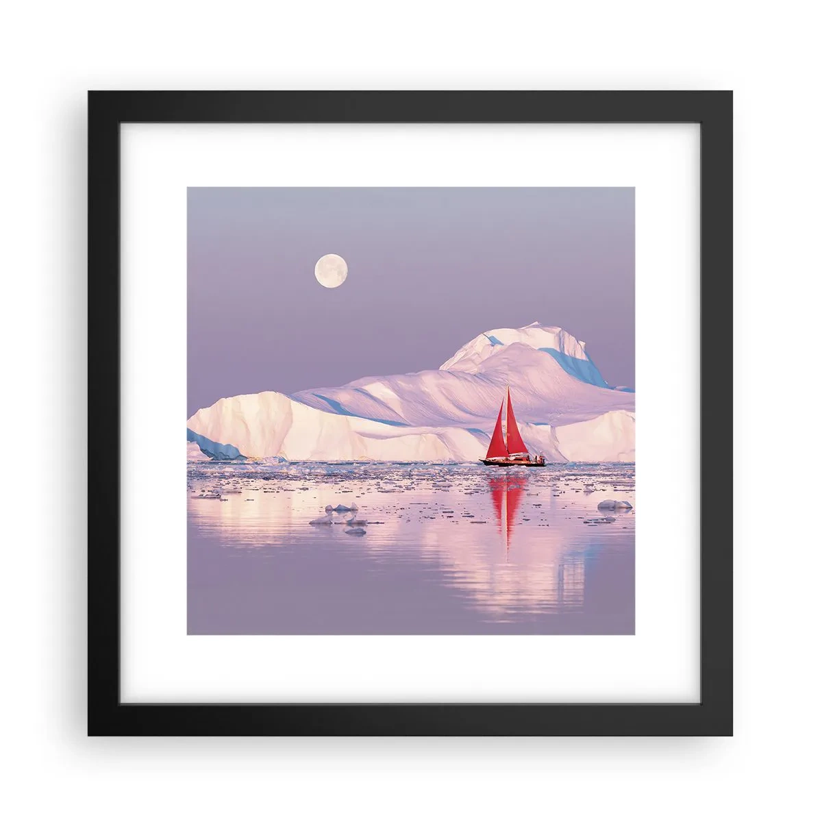 Póster en marco negro - El calor de la vela, el frío del hielo - 30x30 cm