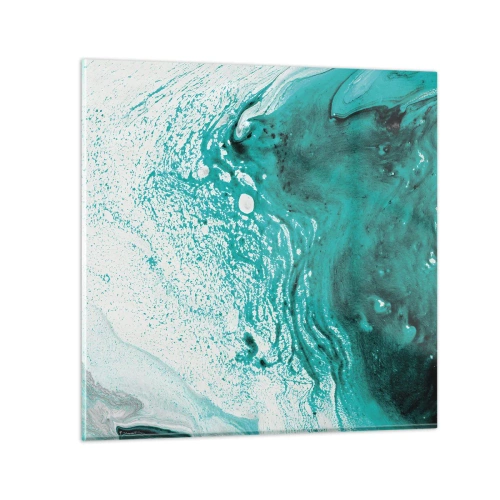 Cuadro sobre vidrio - Impresiones sobre Vidrio - Disolución en blanco y turquesa - 30x30 cm
