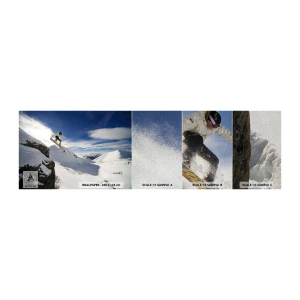Muestra de fotomural Premium Sand - Libertad sin fronteras - Snowboarding, Paisaje, Montañas - 100x30 cm