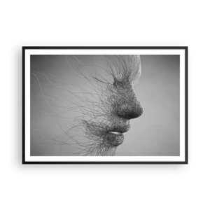 Póster en marco negro - Perfil facial artístico creado con líneas delicadas. - 100x70cm - Espíritu del viento - Decoración de pared moderna para salón y dormitorio ARTTOR