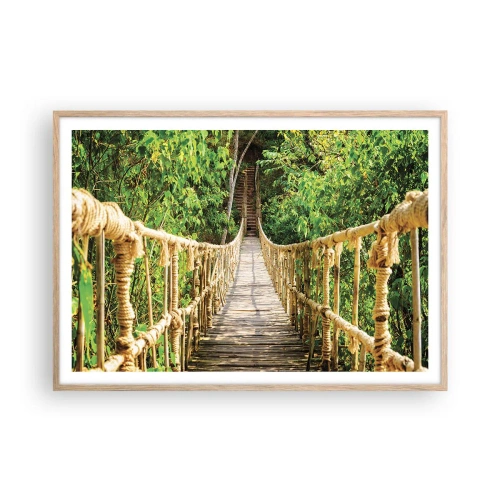 Póster en marco roble claro - Suspendido en verde - 100x70 cm