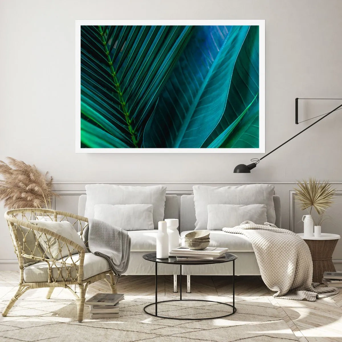 Póster - Primer plano de hojas verdes tropicales - 100x70cm - Anatomía del verde - Decoración de pared moderna para salón y dormitorio ARTTOR