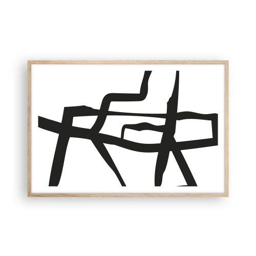 Póster en marco roble claro - Construcción en blanco y negro - 91x61 cm