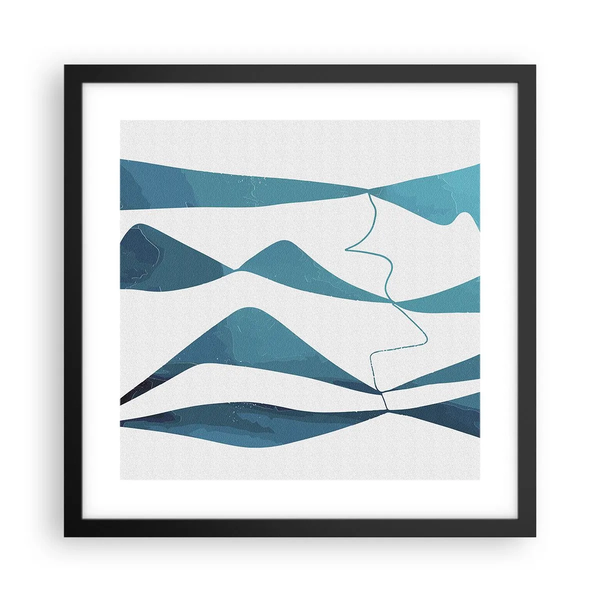 Póster en marco negro - Abstracción: un compuesto turquesa - 40x40 cm