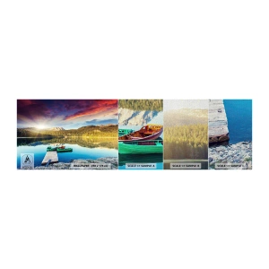 Muestra de fotomural Premium Canvas - Sobre el agua tan suave como un espejo - Paisaje, Montañas, Bosque - 100x30 cm