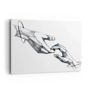 Cuadro sobre lienzo - Impresión de Imagen - Representación artística de una mano en forma minimalista y geométrica. - 100x70cm - Un buen gesto - Decoración de pared moderna para salón y dormitorio ARTTOR