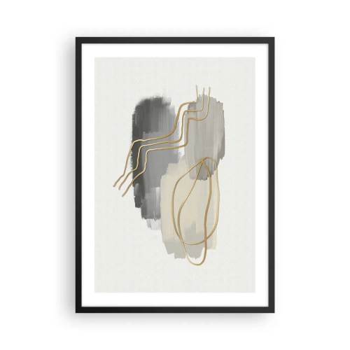 Póster en marco negro - Composición abstracta con líneas y manchas de pintura. - 50x70cm - Persistencia y movimiento - Decoración de pared moderna para salón y dormitorio ARTTOR