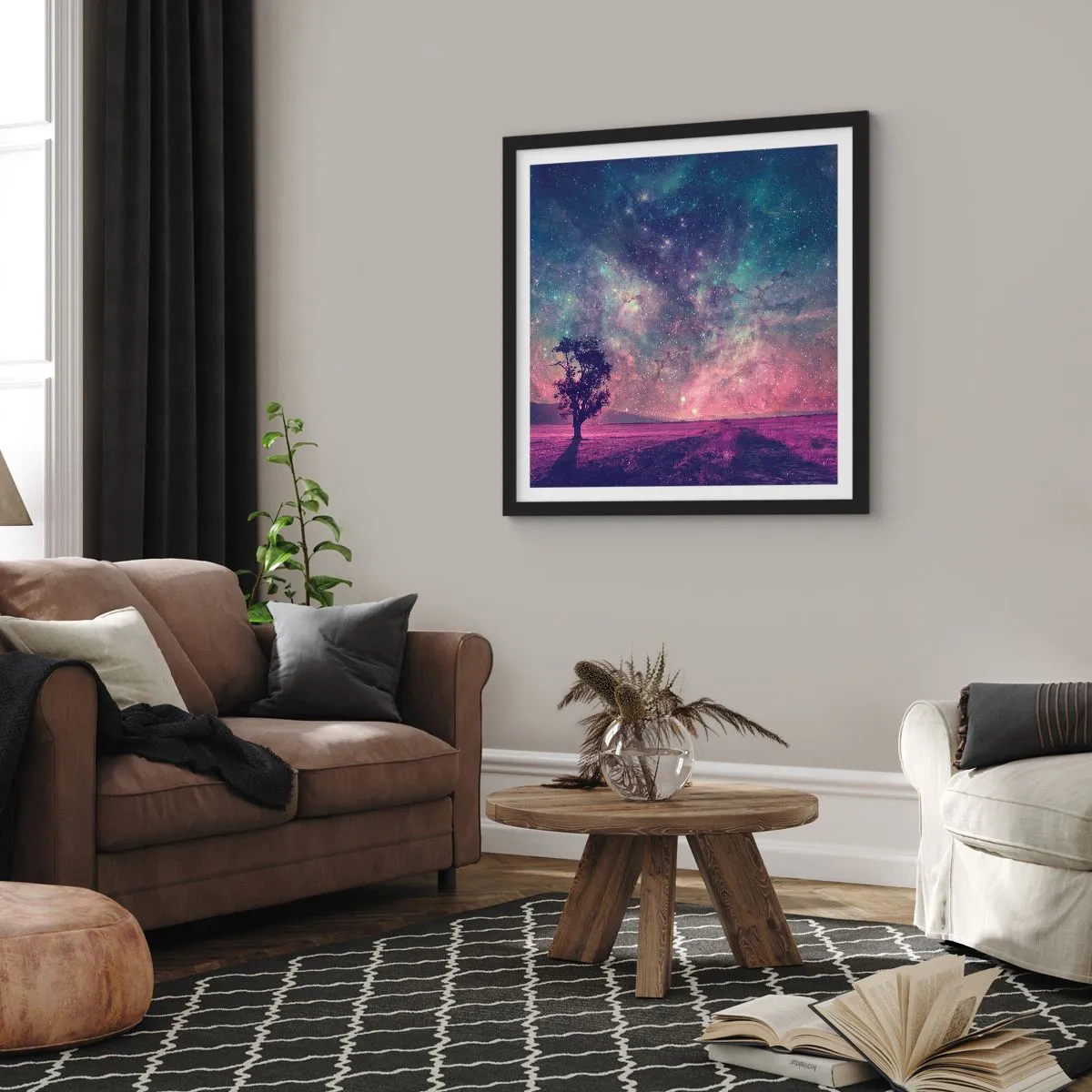 Póster en marco negro - Bajo un cielo mágico - 30x30 cm