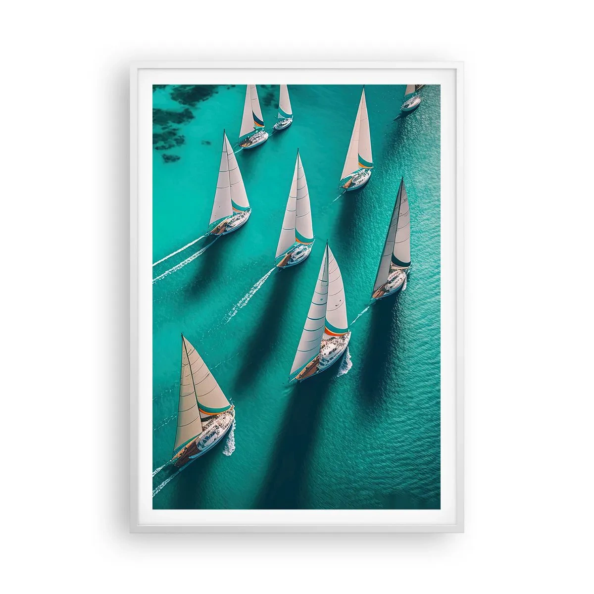 Póster en marco blanco - En competición con el viento - 70x100 cm