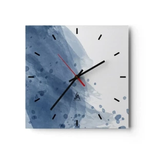 Reloj de pared - Reloj de vidrio - Manchas y rayas abstractas en tonos azules - 30x30cm - Tul azul - Decoración de pared moderna para salón y dormitorio ARTTOR