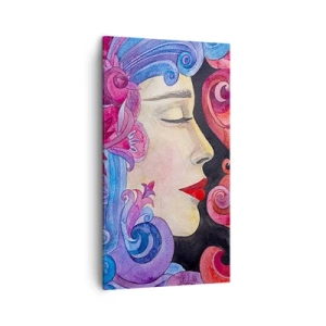 Cuadro sobre lienzo - Impresión de Imagen - Inspiración en rojo y violeta - 45x80 cm