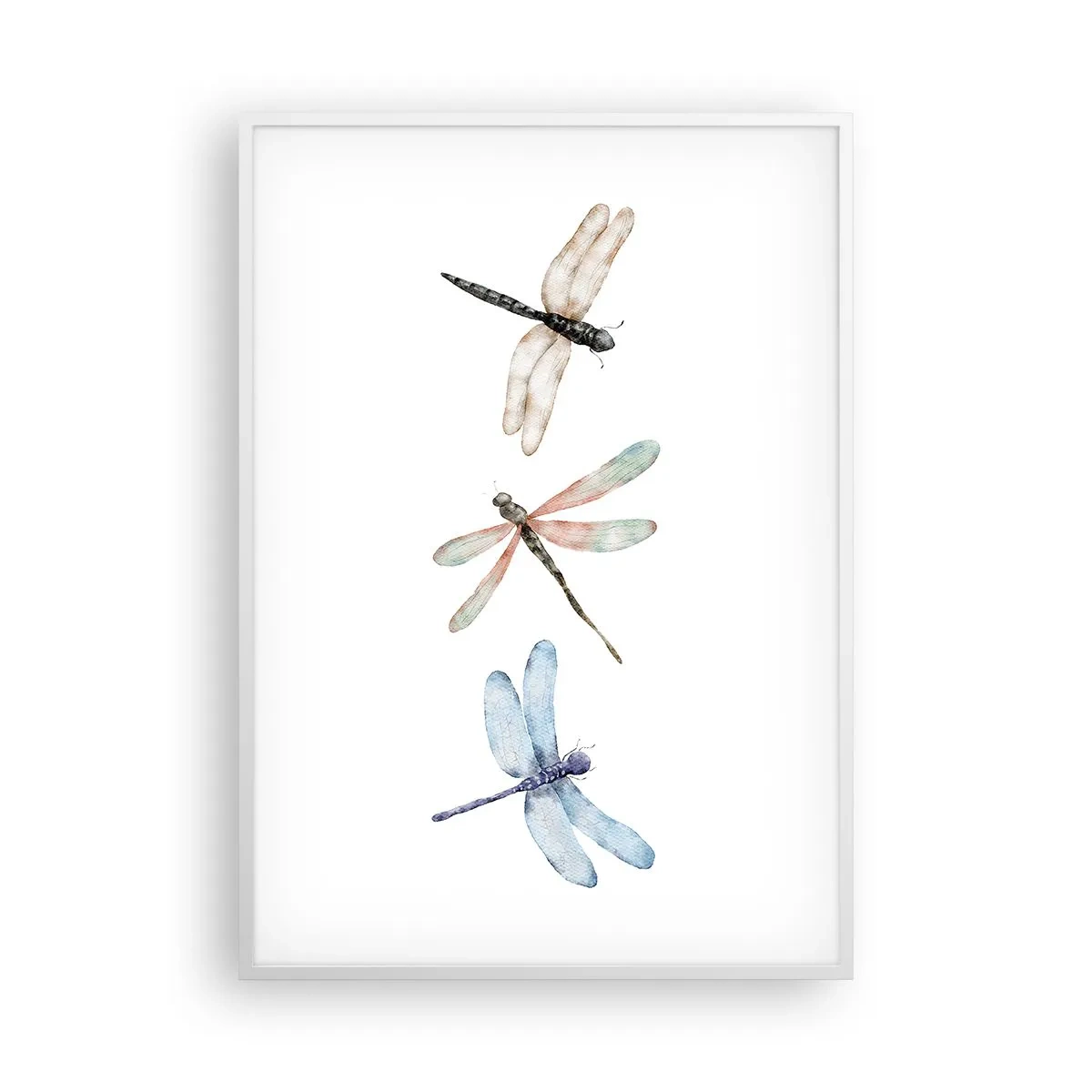Póster en marco blanco - Libélulas ingrávidas - 70x100 cm