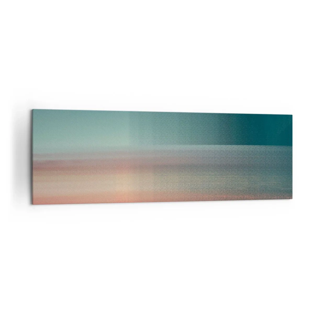 Cuadro sobre lienzo - Impresión de Imagen - Una puesta de sol en tonos pastel sobre un horizonte tranquilo. - 160x50cm - Abstracción: ondas de luz - Decoración de pared moderna para salón y dormitorio ARTTOR