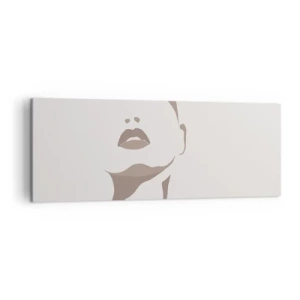 Cuadro sobre lienzo - Impresión de Imagen - Contorno minimalista del rostro de una mujer en delicados tonos beige. - 140x50cm - Creación a partir de la luz y la sombra - Decoración de pared moderna para salón y dormitorio ARTTOR