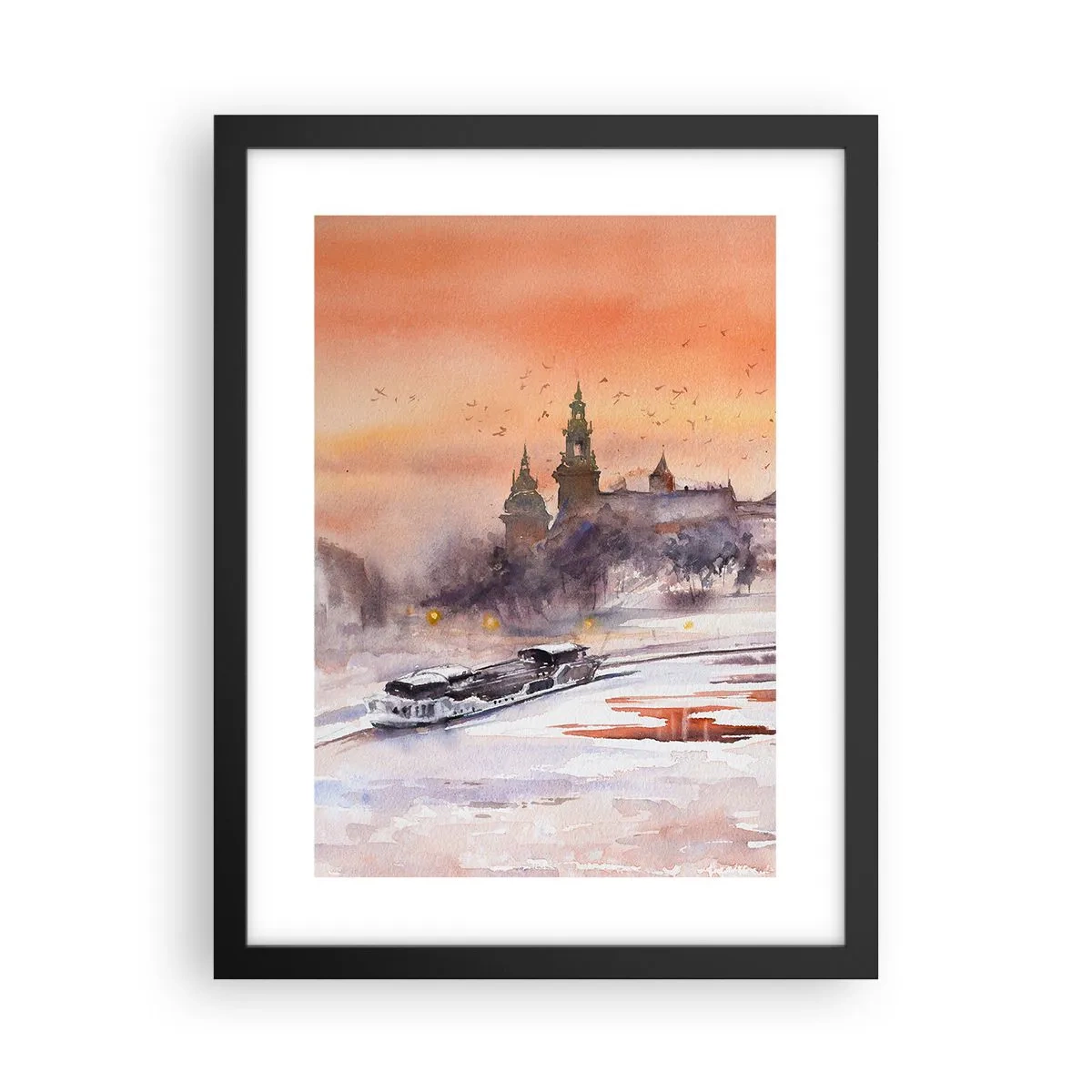 Póster en marco negro - Atardecer real - 30x40 cm