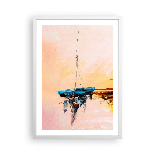 Póster en marco blanco - Atardecer en el puerto deportivo - 50x70 cm