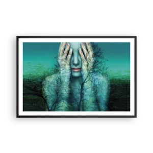 Póster en marco negro - Sumergida en azul - 91x61 cm