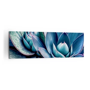 Cuadro sobre lienzo - Impresión de Imagen - Agave en tonos azules y verdes con acentos rosados. - 160x50cm - Fuerza vital - Decoración de pared moderna para salón y dormitorio ARTTOR