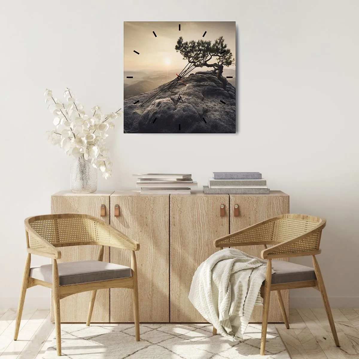 Reloj de pared - Reloj de vidrio - La vida se abre camino - 40x40 cm