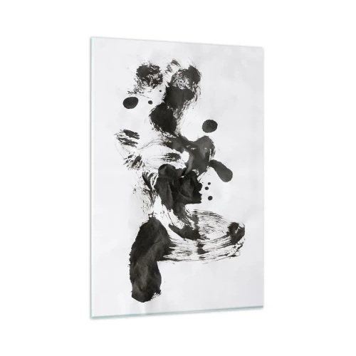 Cuadro sobre vidrio - Impresiones sobre Vidrio - Composición abstracta de manchas negras sobre fondo blanco. - 80x120cm - ¿Un método en la locura? - Decoración de pared moderna para salón y dormitorio ARTTOR