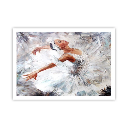 Póster - Una bailarina con un vestido blanco bailando. - 100x70cm - Suave y ligera - Decoración de pared moderna para salón y dormitorio ARTTOR