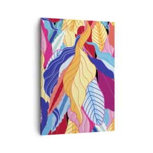Cuadro sobre lienzo - Impresión de Imagen - Las hojas de colores vibrantes crean una composición dinámica. - 50x70cm - Desorden colorido - Decoración de pared moderna para salón y dormitorio ARTTOR