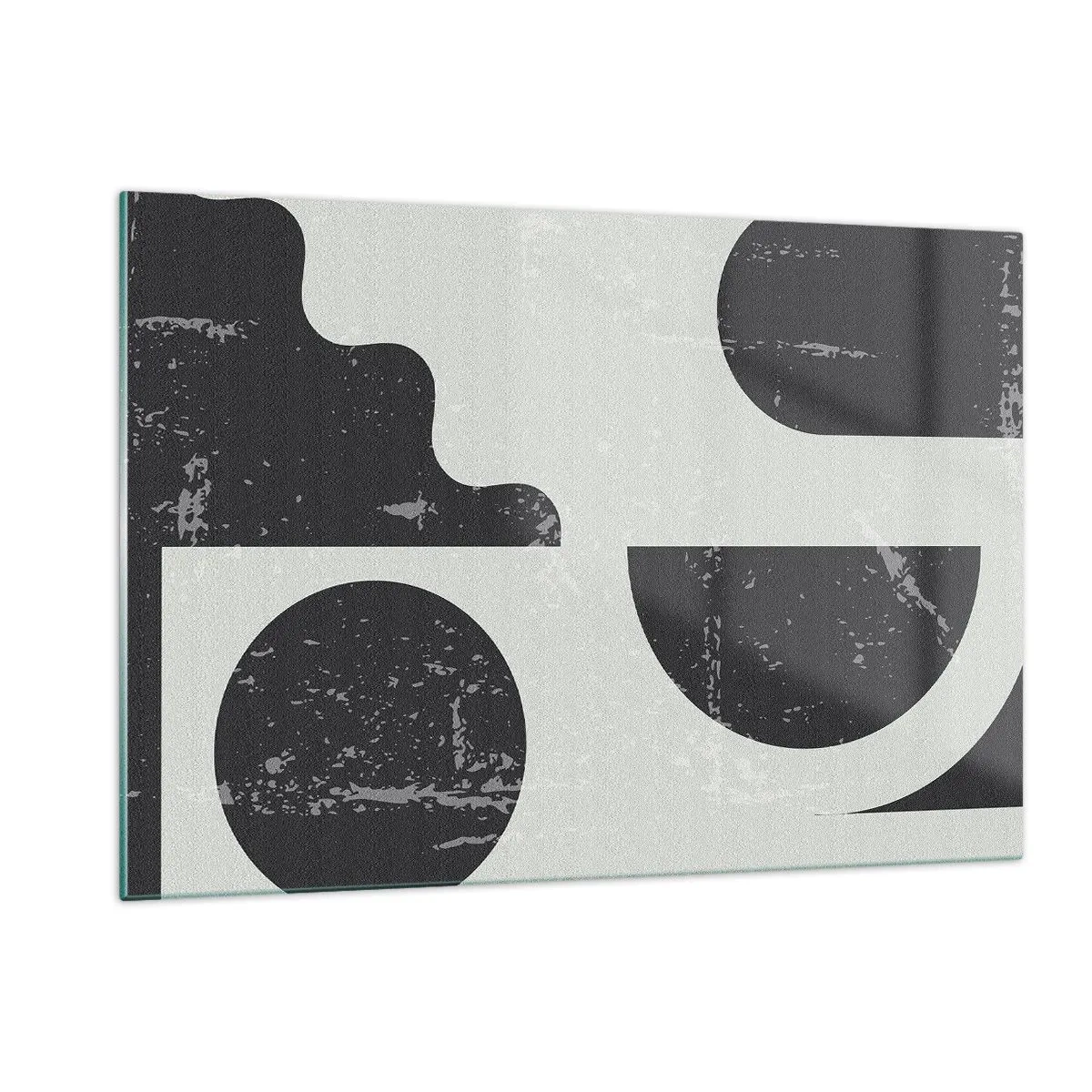 Cuadro sobre vidrio - Impresiones sobre Vidrio - Gráficos geométricos abstractos con abrasiones - 120x80cm - Composición arriba y abajo - Decoración de pared moderna para salón y dormitorio ARTTOR