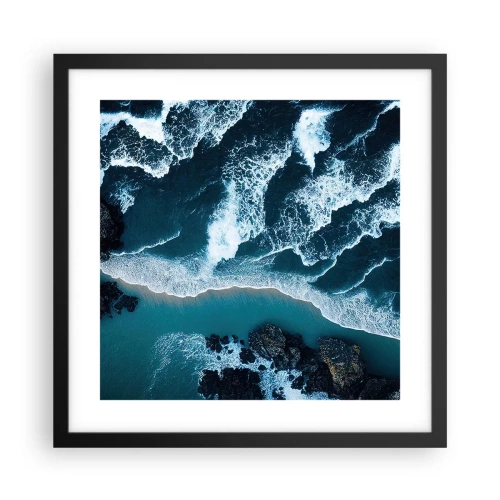 Póster en marco negro - Rodeadas por las olas - 40x40 cm