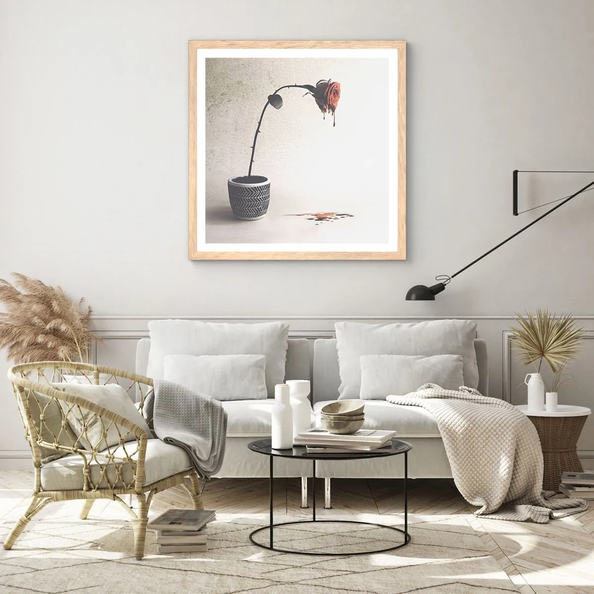 Póster en marco roble claro - Rosa dolorosa - 60x60 cm