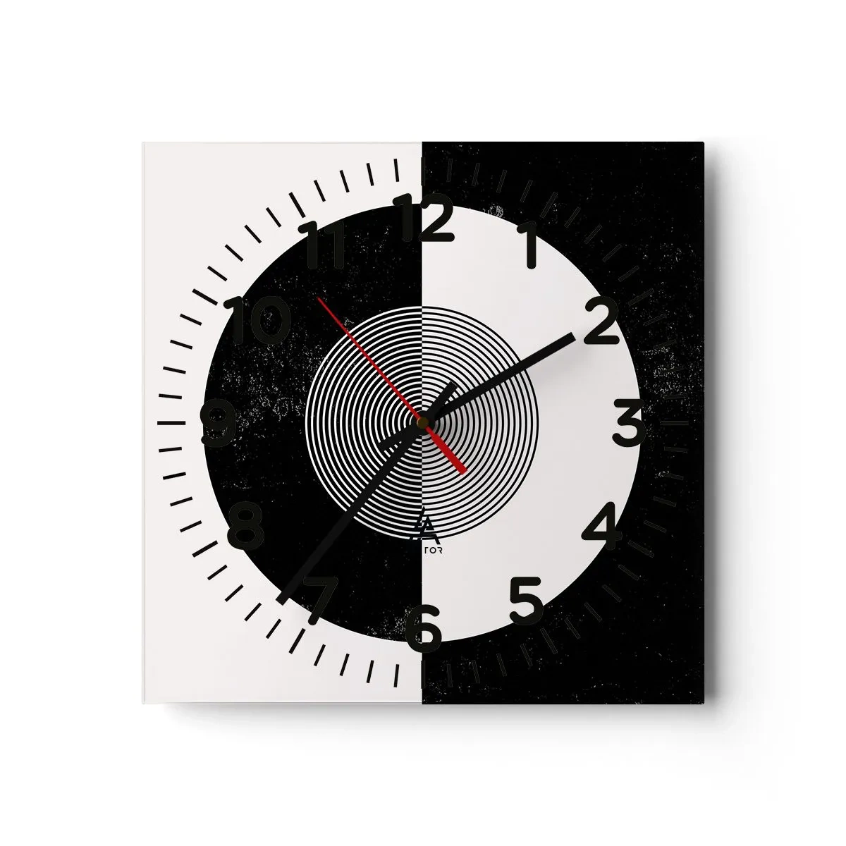 Reloj de pared - Reloj de vidrio - Armonía en blanco y negro - 30x30 cm