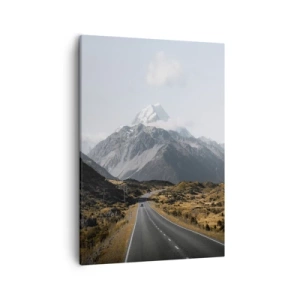 Cuadro sobre lienzo - Impresión de Imagen - Un camino en las montañas rodeado de un paisaje pintoresco. - 50x70cm - El camino al corazón de las montañas - Decoración de pared moderna para salón y dormitorio ARTTOR