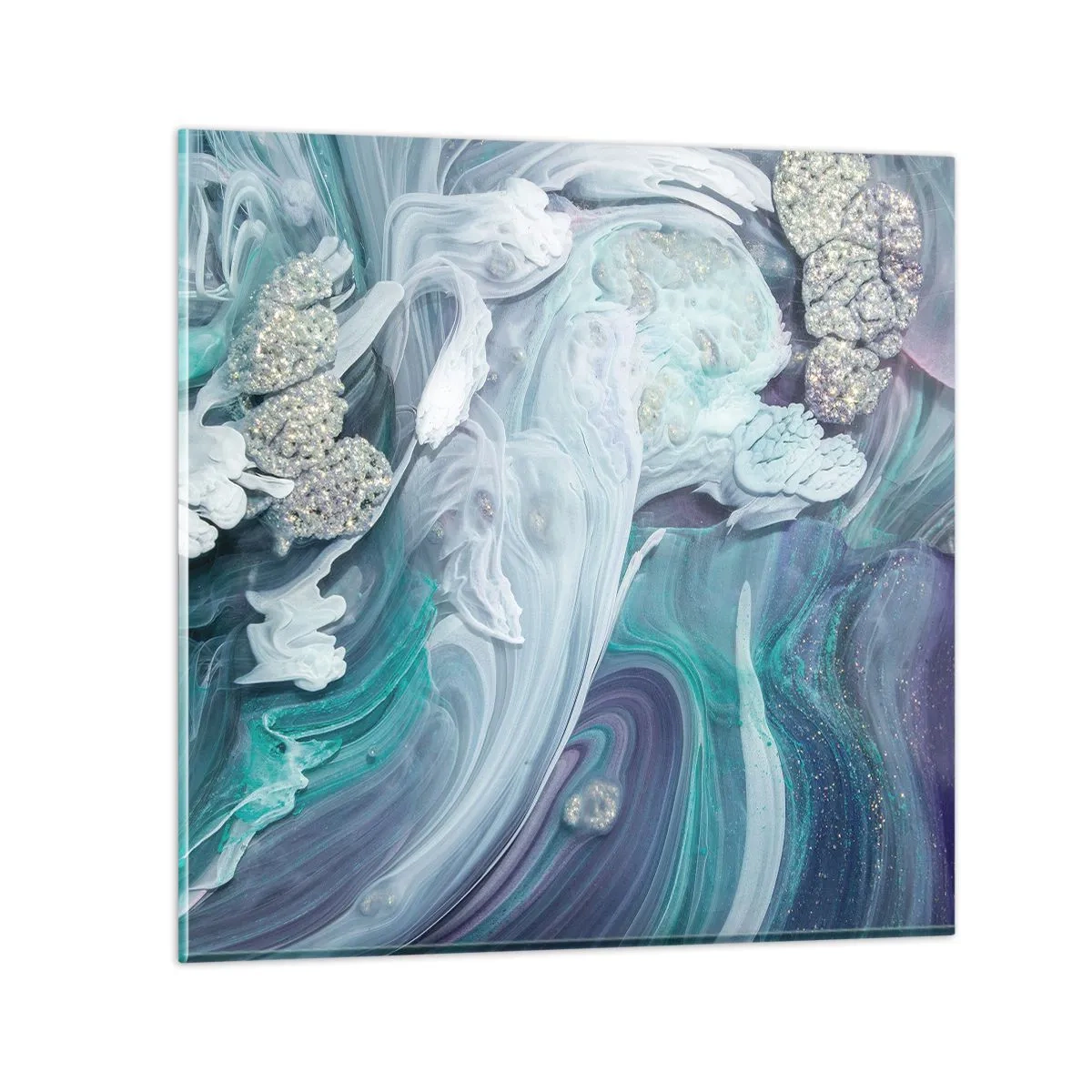 Cuadro sobre vidrio - Impresiones sobre Vidrio - Corrientes de azul - 30x30 cm