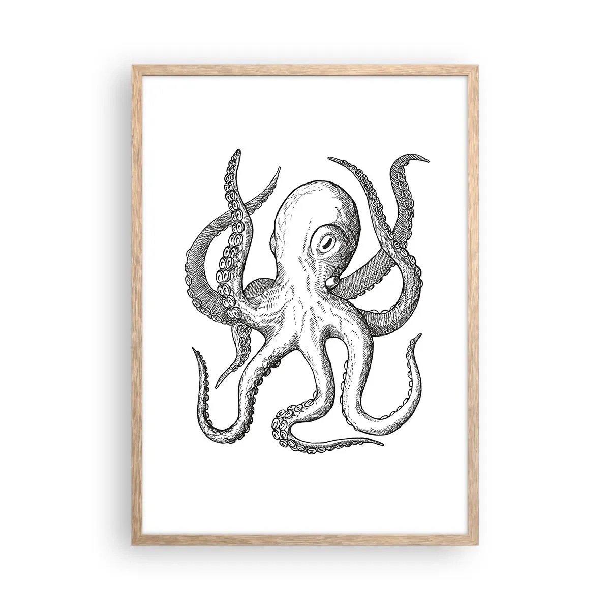 Póster en marco roble claro - Bailando con olas - 50x70 cm