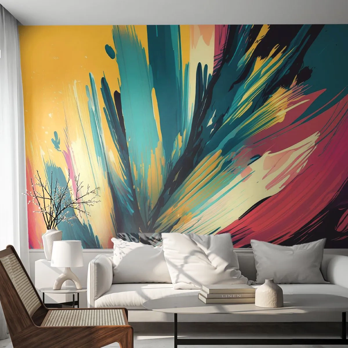 Fotomural Autadhesivo Deluxe Sticker - Composición - una explosión de alegría - abstraccionismo, Pedazo, Moderno - 400x280 cm