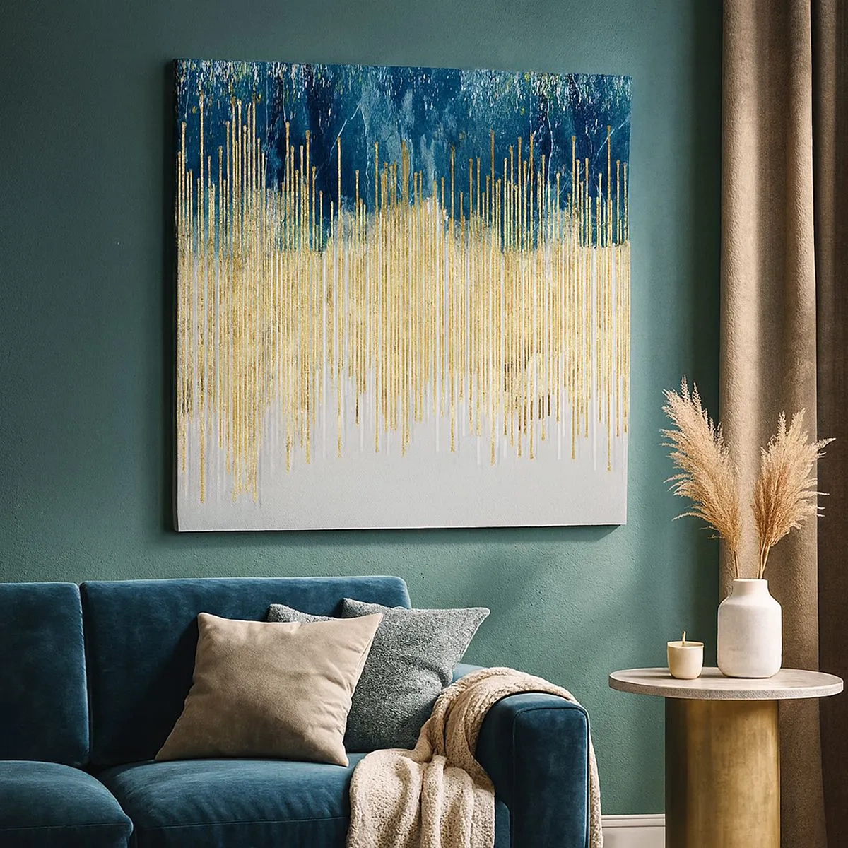 Cuadro sobre lienzo - Impresión de Imagen - Frontera de líneas doradas - 30x30 cm