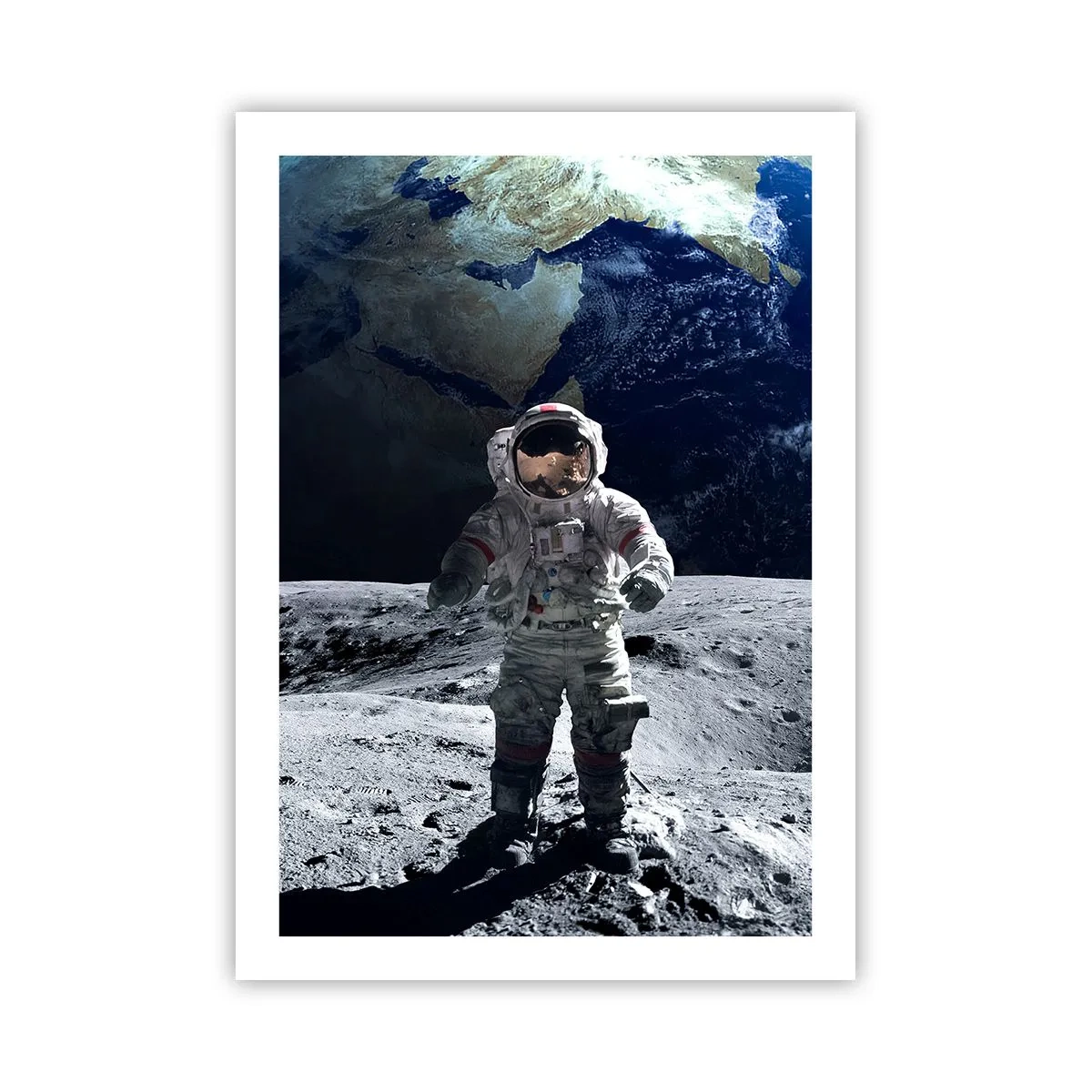 Póster - Astronauta en la superficie de la luna - 50x70cm - Saludos desde la Luna - Decoración de pared moderna para salón y dormitorio ARTTOR